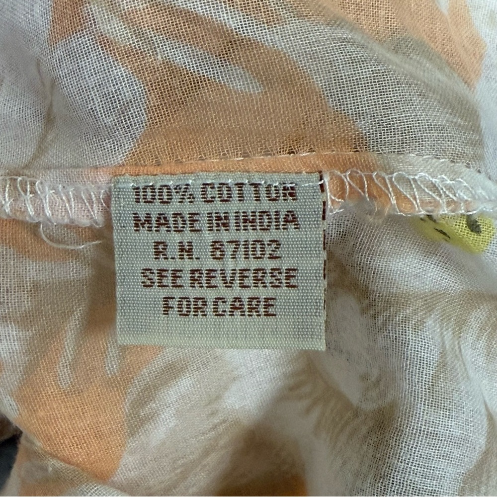 Felicity Jade Peach Floral 100% Cotton Tunic Top Boho Embroidered Trim M - Picture 7 of 9